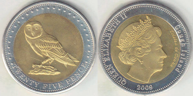 2009 Tristan da Cunha 25 Pence (Gough Island) A003553